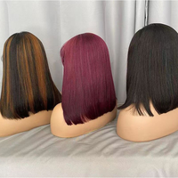 Perruques Frontales en Dentelle 13x4 Bob Court Cheveux Humains Vierges Péruviens Couleur Naturelle Brut pour Femmes Noires, Vente en Gros Pas Cher