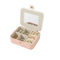 Boîte à bijoux de voyage exclusive en cuir PU de qualité supérieure, résistante aux rayures, avec miroir, étui cadeau