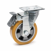 Roues pivotantes en acier galvanisé à direction automatique avec double frein pour chariots robots AGV à usage intensif
