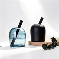 Bouteille en verre pour bâtonnets d'aromathérapie 400 ml, flacon diffuseur de parfum en verre noir vide de luxe personnalisé