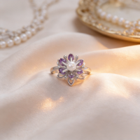 Bague Éternité Zircon Spirale Florale pour Femme – Bijou Tendance pour Fiançailles et Mariage, Laiton Plaqué Rhodium/Or, Élégant au Quotidien