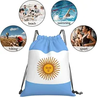 Sac à dos à cordon de serrage en polyester résistant à l'eau, léger, avec drapeau argentin, pour la gym, le sport, le yoga et la danse - Vente en gros