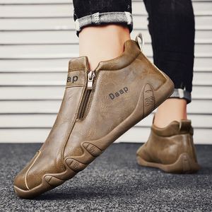 Bottes de moto et de skateboard montantes pour hommes, style britannique, durables, antidérapantes, décontractées, noires, collection 2025 - Product Image 6
