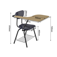 Chaise d'entraînement confortable, durable et écologique avec tablette d'écriture, petite table, idéale pour l'école, le bureau, les réunions, la chambre et le salon
