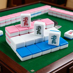 Traditional American Melamine Mahjong Set Complete Tiles Portable Game Kit for Family Party Indoor <b>Entertainment</b> - Product Image 1