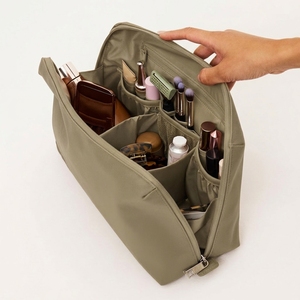 Grande trousse de toilette imperméable, sac à maquillage avec porte-pinceaux élastique, séparateurs personnalisés, <span class=keywords><strong>pochette</strong></span> transparente pour le voyage, rangement des produits de soin de la peau et des articles de toilette - Product Image 2