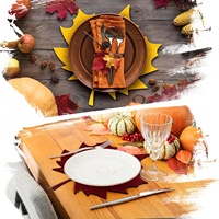 10 pièces antidérapant résistant à la chaleur Cutwork Thanksgiving récolte feuille d'érable en forme de feutre napperons pour l'automne automne décoration de la maison