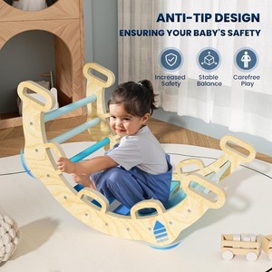 Estructura de juego de madera para escalar en interiores para niños de 4 a 6 años con escalera y puente de cuerda - Product Image 4