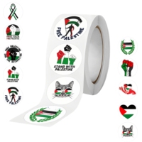 500 autocollants personnalisés par rouleau, motif Palestine, autocollant de voiture Palestine, autocollants imperméables drapeau Palestine pour la décoration