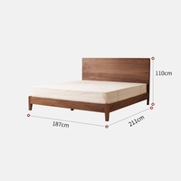 Lit double en bois massif de noyer noir, style nordique minimaliste moderne, avec tête de lit, écologique et durable, pour chambre principale
