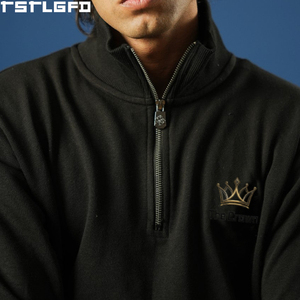 Cut And Sew Mock Neck Quarter Zip Sweatshirt Men Heavyweight Print <b>Jumper</b> Men'S Hoodies&Sweatshirts Clothing Manufacturers Bulk - Product Image 5