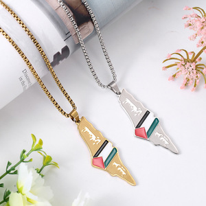 Collar de Acero Inoxidable con Elementos del Mapa de <span class=keywords><strong>Israel</strong></span> y Palestina, Accesorio de Moda para Parejas, para Hombre y Mujer - Product Image 4