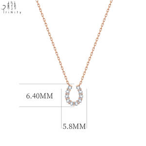 Collier en or rose massif 18 carats de haute qualité, design fer à cheval, bijoux fins, pendentif en diamant naturel véritable, cadeau pour femme - Product Image 4