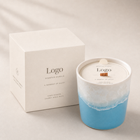 Bougie parfumée personnalisable pour les fêtes, parfum longue durée, luxe vintage, bleu poussiéreux, bougie en cire de soja