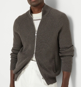 남자 집업 가디건 스웨터 헤비 웨이트 올드 머니 스타일 모의 넥 캐주얼 터틀넥 스웨터 니트 필수품 운동복 - Product Image 4