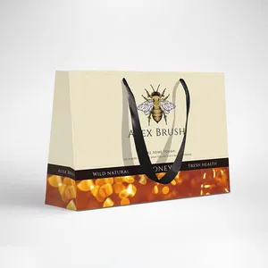 Hot selling golden supplier black craft shopping paper gift bag with ribbon handles