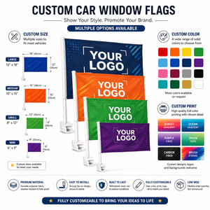 Custom Logo <b>Car</b> Window Flag Double Sided Vehicle Pennant for Advertising Parade Business Promotion Durable <b>Clip</b> Mount 12x18 Inch - Product Image 2
