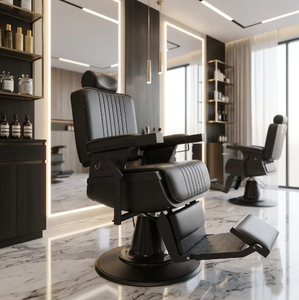 Hot Sale Professional Luxury Hair Salon <b>Furniture</b> Black <b>Gold</b> Vintage Reclining Heavy-Duty Hydraulic Pump Hair Cutting Chair - Product Image 1