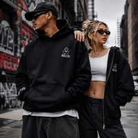 Hoodie Logo Kustom Berkualitas Tinggi Bahan Tebal 380GSM OEM MOQ Rendah Ukuran Besar Model Kotak Sweatshirt Cetak