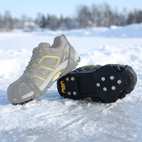 2 Pièces Chaînes Antidérapantes Légères et Imperméables pour Hommes et Femmes, Faciles à Porter, pour la Marche Quotidienne en Montagne, avec 10 Pointes en Caoutchouc pour la Glace et l'Escalade