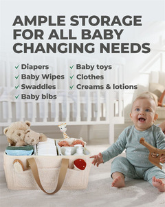 Beige Baby Caddy Organizer Caddy Organizer with Handle Baby Diaper Caddy Organizer Nursery <b>Storage</b> <b>Basket</b> - Product Image 3