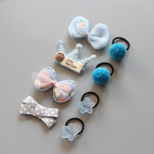 8 pcs/lot bébé filles cheveux accessoires ensemble cadeau épingles à cheveux couronne nœud papillon enfants pinces à cheveux Q-2228 - Product Image 3