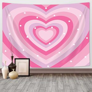Tapisserie murale en polyester imprimée Cœur de la Saint-Valentin, lavable en machine, décoration murale, art mural, vente en gros, lavage à la main - Product Image 1