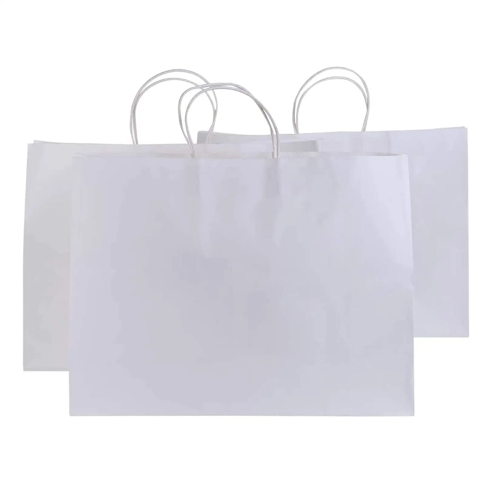 Sacchetto di carta bianca personalizzato a basso costo all'ingrosso con maniglia borsa della spesa riciclata borsa regalo in carta Kraft per feste boutique