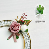 Harga Pabrik NI Bros Bunga Buatan Pin Mawar Boutonniere Pengantin Pria Teman Pria Pesta Pernikahan Setelan Buket Aksesoris Pernikahan