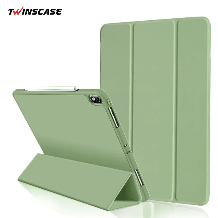Candy Colors TPU Back Cover for iPad Air 5 Case Pencil Holder Full Protective Shockproof Silicone for iPad Trifold Tablet Case