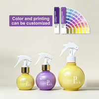 Flacon pulvérisateur en forme de boule 100ml 150ml 350ml en plastique PET rechargeable pour parfum, couleur personnalisée, avec bouchon à vis et pulvérisateur à gâchette