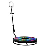 Photomaton 360° avec plateforme rotative, éclairage RGB, compatible caméra, construction métallique, installation facile pour les mariages
