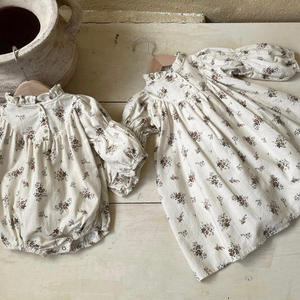 Jennybebe夏の幼児女の子プリント花ロンパーバブルスリーブドレスコットンベビー服 - Product Image 2