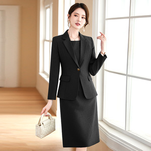 Women's Suit Set Red Wool <b>Blend</b> Long Sleeve Skirt Professional Commute Wear Anti-Wrinkle Formal Office Outfit - Product Image 2