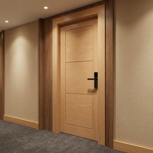 Juego de Puertas Interiores Modern Horizon de 3 Paneles con Acabado Liso en Chapa de Madera de Teca Natural y Marco a Juego - Product Image 5
