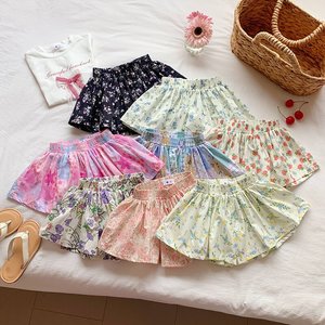 Girls Korean Style Floral Print Cotton Shorts High Waist Breathable Tutu Skirt Pants Summer 2026 Princess Skirt - Product Image 1