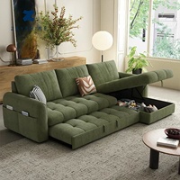 Canapé d'angle modulable Zayshine en chenille crème moderne 4 places pour salon, appartement, villa, avec rangement ajustable et fonction lit