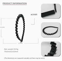 Serre-tête haut de gamme en acétate de cellulose de 8 mm d'épaisseur, fait main, pressé sur les cheveux pour une fixation sûre, style mignon