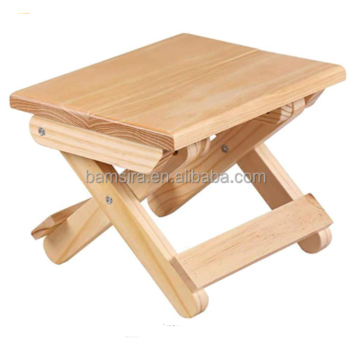 Bamboo Step Stool Portable Folding Household Stool Small Bench Multifunctional for Bathroom Living Room Bedroom