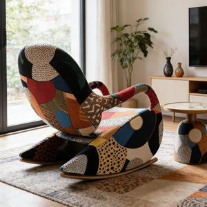 <span class=keywords><strong>Fauteuil</strong></span> à <span class=keywords><strong>bascule</strong></span> moderne en tissu <span class=keywords><strong>patchwork</strong></span> avec repose-pieds, <span class=keywords><strong>fauteuil</strong></span> d'appoint rembourré pour salon, chambre à coucher, meubles - Product Image 4