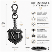 Pendentif en métal doré haut de gamme avec logo gaufré, chaîne et fermoir mousqueton, idéal pour cadeau de mariage ou étiquette de sac personnalisée - Vente en gros
