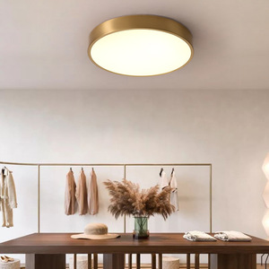 Plafonnier LED de style nordique moderne, luminaire rond créatif et unique pour chambre à coucher, salon, puissance 30W, corps de lampe en cuivre - Product Image 2