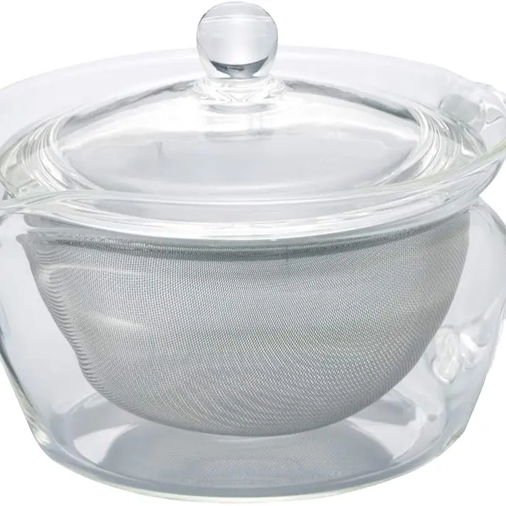 Hot Fashion Wholesale Glass Tea pot OEM Logo Clear Round Microwave Oven Tea pot Set