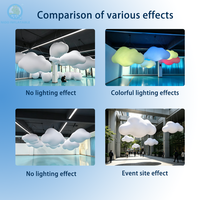 Décoration publicitaire gonflable en forme de nuage suspendu avec éclairage LED, installation artistique de nuage flottant pour la décoration d'événements et de fêtes