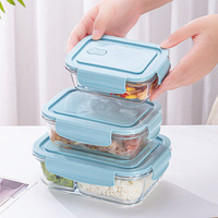 Bol de conservation en verre borosilicate haute résistance, compatible micro-ondes, boîte à lunch, récipient de stockage alimentaire - Vente flash