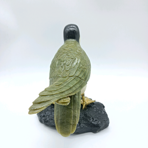 Escultura de Pájaro de Arte Popular en Ágata Negra/Ágata Pera/Serpentina de Bambú BJ1088 - Product Image 4