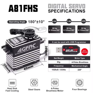 มอเตอร์ AGFRC A81FHS แรงบิด 68 กก. 0.105 วินาที แบริ่งสี่ตัว HV Brushless RC สำหรับเครื่องบิน/รถบรรทุกขนาดใหญ่ - Product Image 5