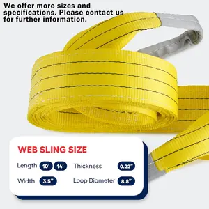 Cheap Price 150mm 180mm 6t 2m Doubl Ply Polyester Webbing Sling With Lifting Eyes Sf: 8: 1 Sf: 7: 1 Sf: 6: 1 Sf: 5: 1