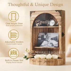 Wooden Pet Urn With Photo Frame Rectangle Solid Wood Dog Cat <b>Memorial</b> <b>Box</b> Home Use Durable - Product Image 5