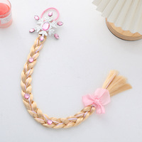 Nouvelle perruque princesse tresse queue de cheval argentée pour enfants cravates accessoires pour cheveux